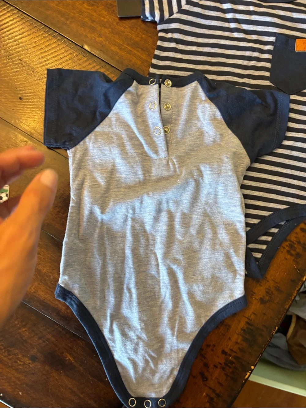 7 For All Mankind Navy & Gray Baby One-Piece Bodysuit Duo